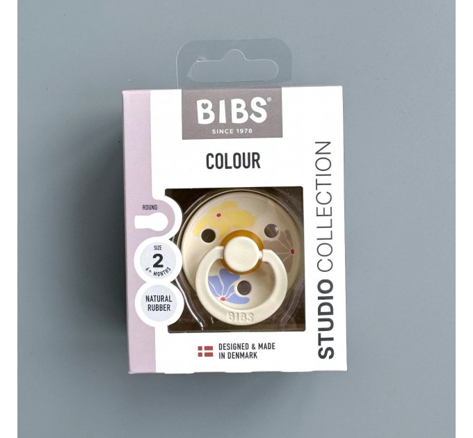 Соска пустушка 6-18 міс. BIBS Studio Colour Latex Round (кругла) Morning Bloom – Ivory 