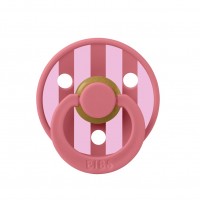 Соска пустушка 6-18 міс. BIBS Studio Colour Latex Round (кругла) Block - Coral / Baby Pink