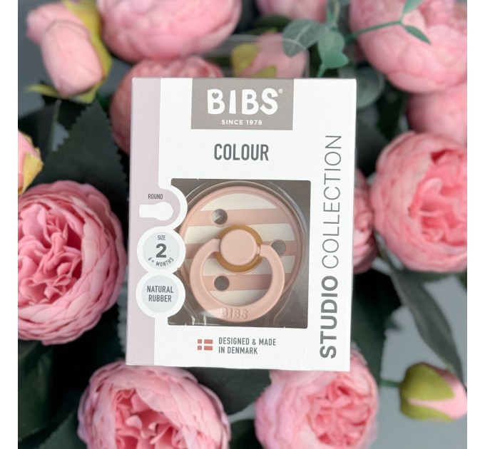 Соска пустушка 6-18 міс. BIBS Studio Colour Latex Round (кругла)  Block – Blush / Ivory