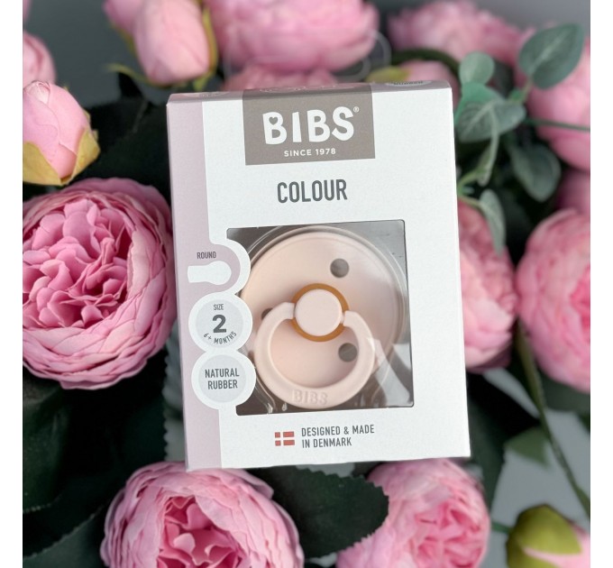 Соска пустушка 6-18 міс. BIBS Colour Latex Round (кругла) – Petal