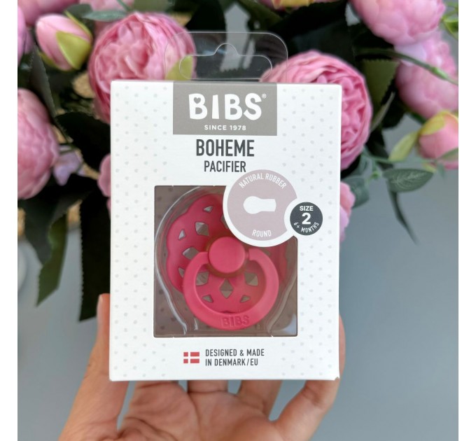 Соска пустушка 6-18 міс.BIBS Boheme Latex Round (кругла) – Coral