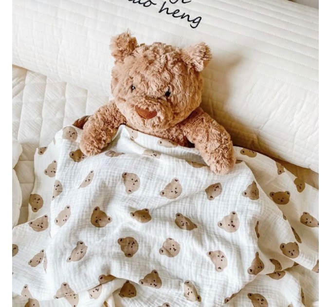 Плед мусліновий з бахромою Bear