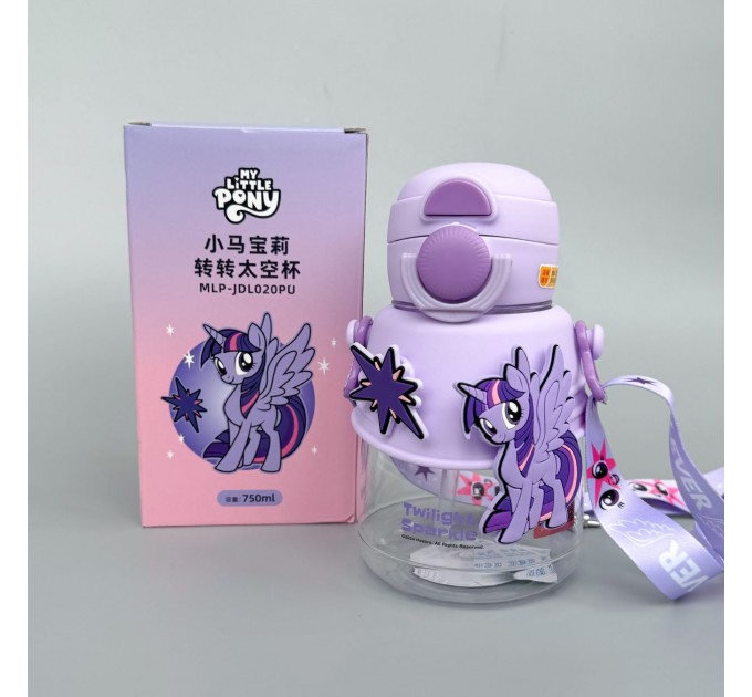 Пляшечка для води My Little Pony Фіолетова з трубочкою, тритан 750 мл 