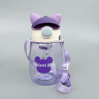 Пляшечка для води Bear "Happy day" Фіолетовий з трубочкою, 550 мл