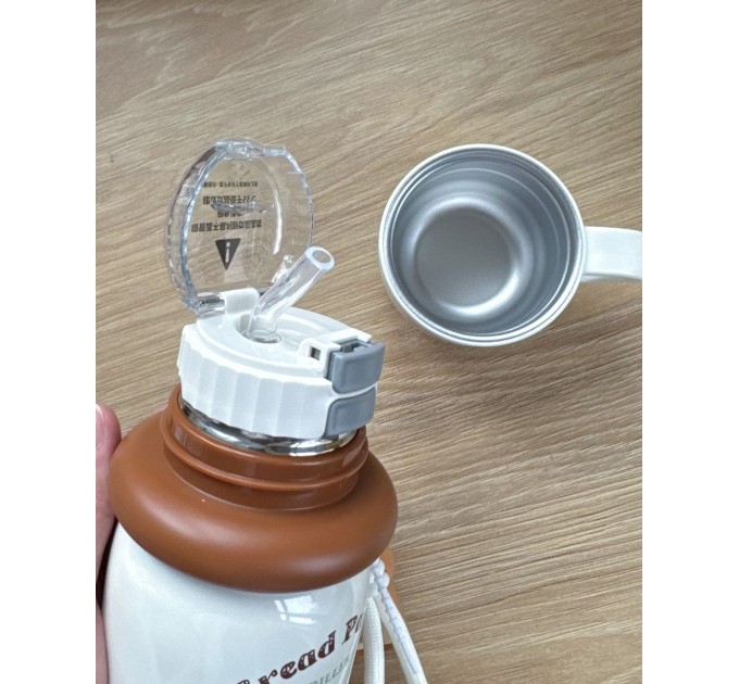 Термос - поїльник 480 мл з подвійною кришкою з чашкою Котики