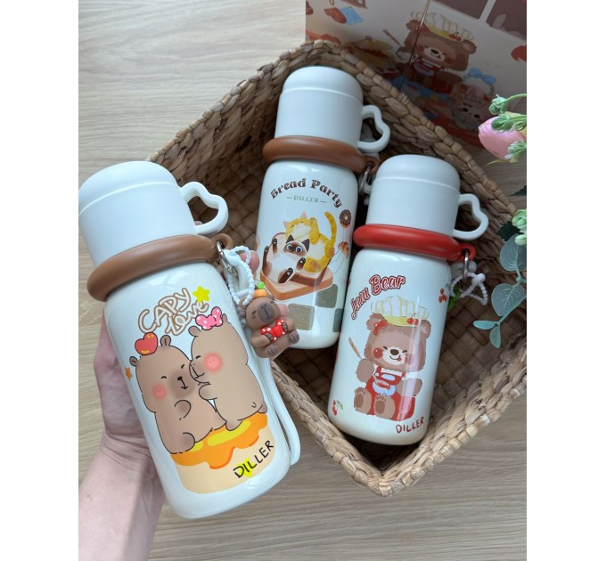 Термос - поїльник 480 мл з подвійною кришкою з чашкою Капібара