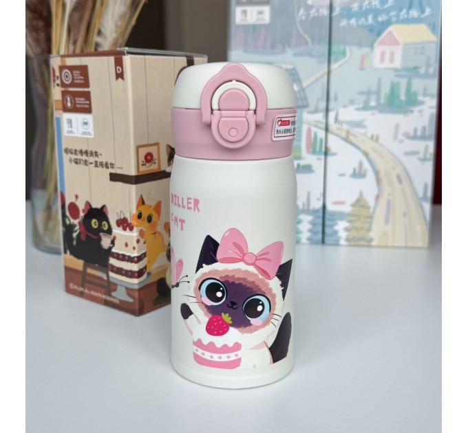 Термос - поїльник для дітей 280 мл, Diller Cat рожевий