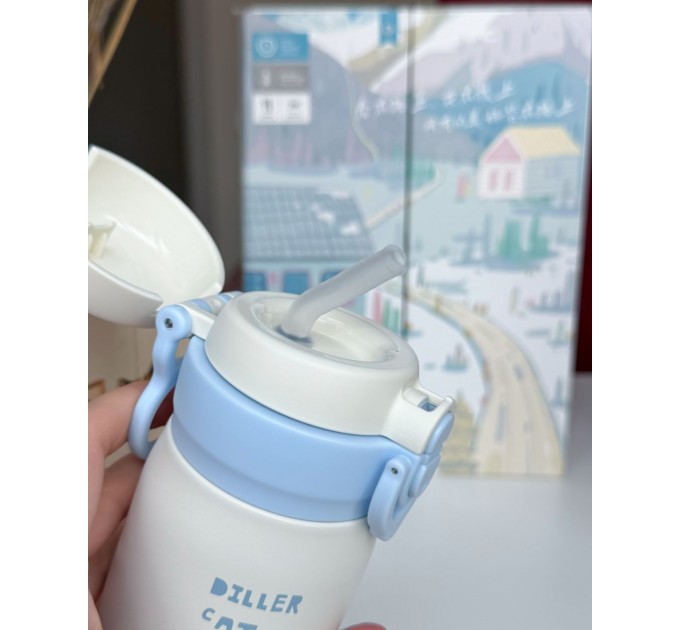 Термос - поїльник для дітей 280 мл, Diller Cat блакитний