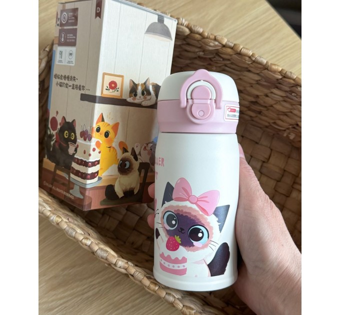 Термос - поїльник для дітей 280 мл, Diller Cat рожевий