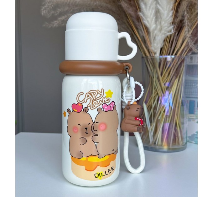 Термос - поїльник 480 мл з подвійною кришкою з чашкою Капібара