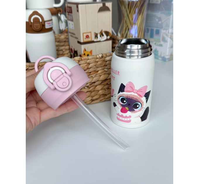 Термос - поїльник для дітей 280 мл, Diller Cat рожевий