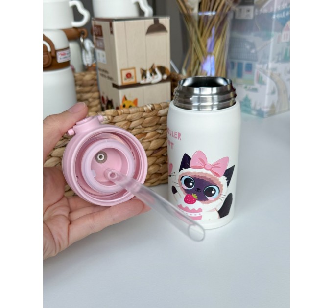 Термос - поїльник для дітей 280 мл, Diller Cat рожевий