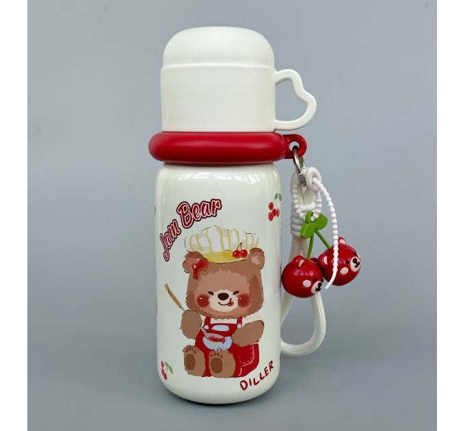 Термос - поїльник 480 мл з подвійною кришкою з чашкою Ведмедик