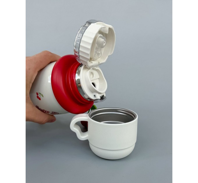 Термос - поїльник 480 мл з подвійною кришкою з чашкою Ведмедик