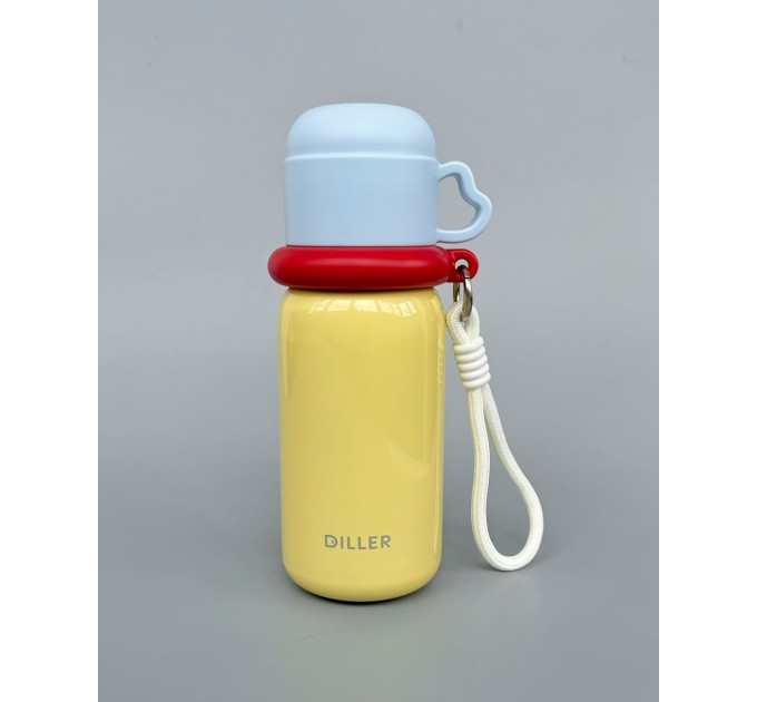 Термос - поїльник 480 мл з подвійною кришкою з чашкою Жовтий