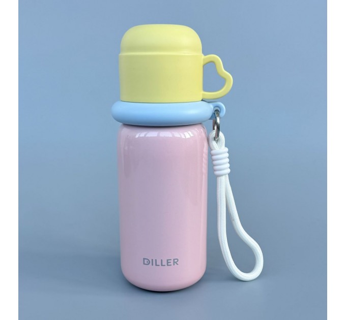 Термос - поїльник 480 мл з подвійною кришкою з чашкою Рожевий