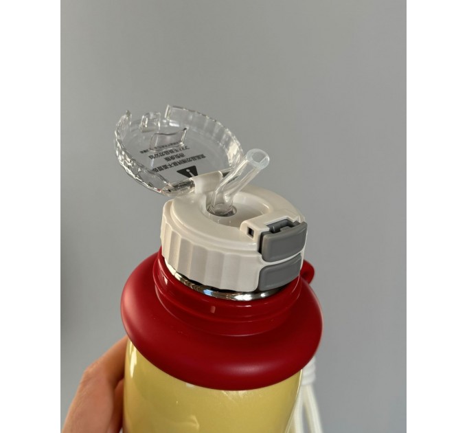 Термос - поїльник 480 мл з подвійною кришкою з чашкою Жовтий