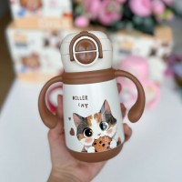 Термос - поїльник з ручками 350 мл Котик Diller