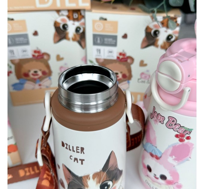 Термос - поїльник з ручками 410 мл, коричневий Cat Diller