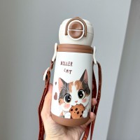 Термос - поїльник з ручками 410 мл, коричневий Cat Diller