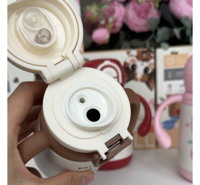 Термос - поїльник з ручками 350 мл Котик Diller