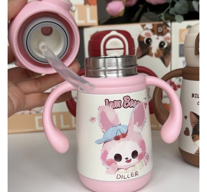 Термос - поїльник з ручками 350 мл Кролик Diller