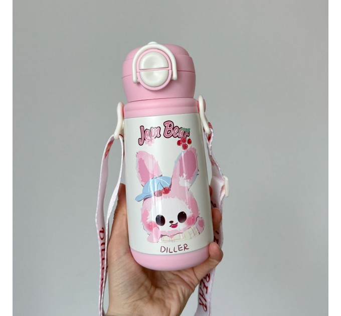 Термос - поїльник з ручками 410 мл, рожевий Jam Bear Diller