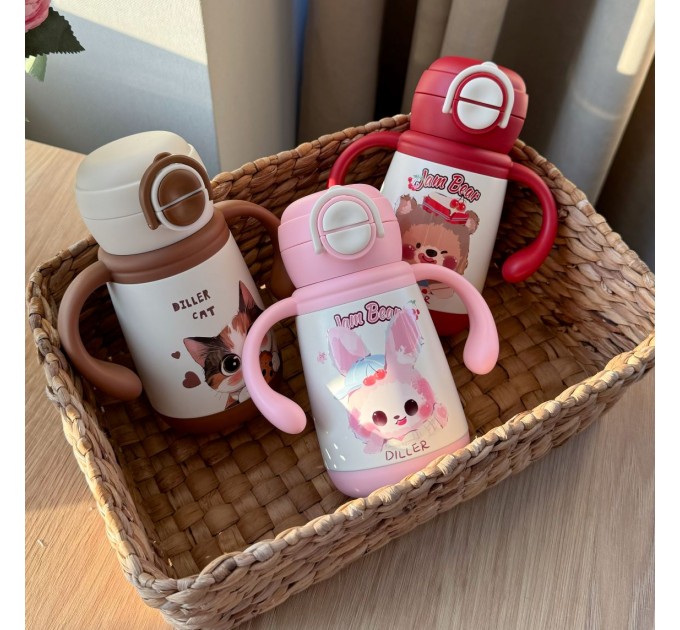 Термос - поїльник з ручками 350 мл Кролик Diller