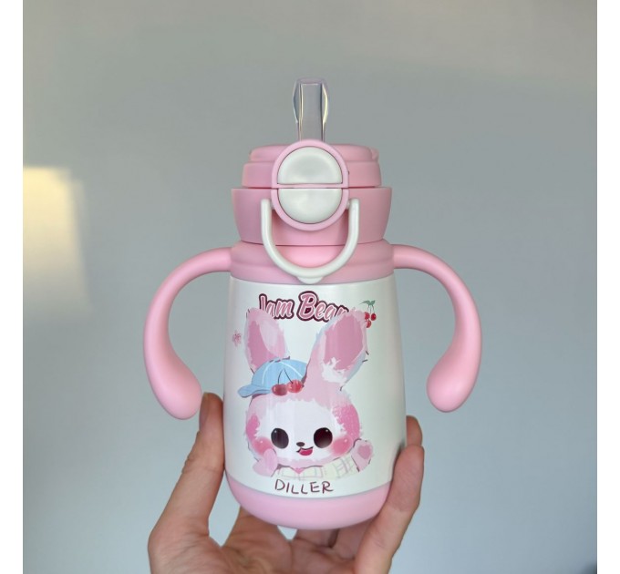 Термос - поїльник з ручками 350 мл Кролик Diller