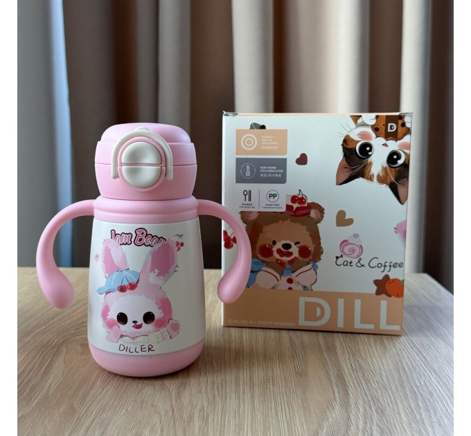 Термос - поїльник з ручками 350 мл Кролик Diller