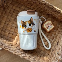 Термостакан 340 мл Diller Cat Коричневий, для гарячих та холодних напоїв